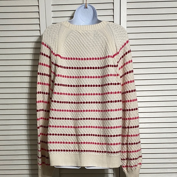 LOFT Red and Pink Striped Sweater - Picture 7 of 9